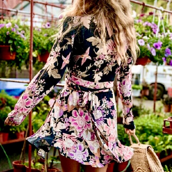 🌺🎉HP🎉🌺 NWOT Spell & The Gypsy Blue Skies Wrap Dress - Picture 3 of 16